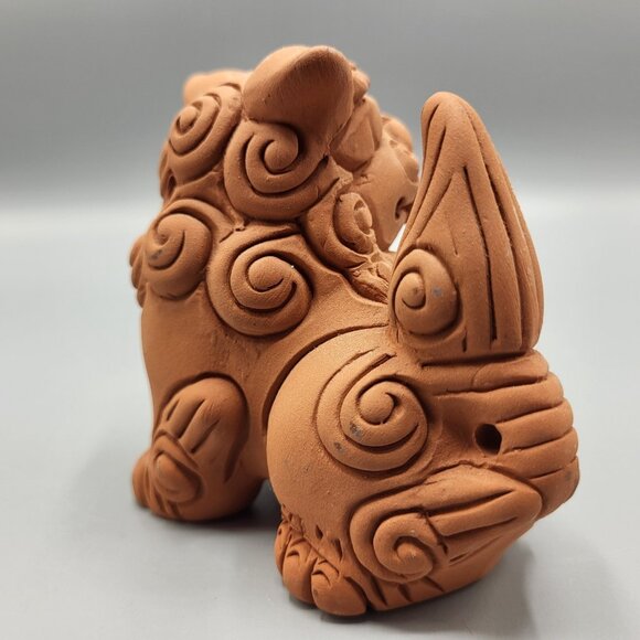 Set of 2 Okinawan Shisa Foo Dog Guardian Lions Figurines Terra Cotta Clay 3.5" - Picture 14 of 16